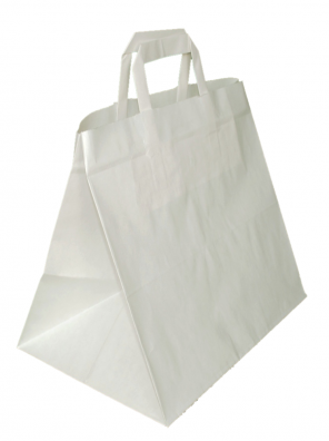 papírová taška na menubox bílá, bílé ploché ucho