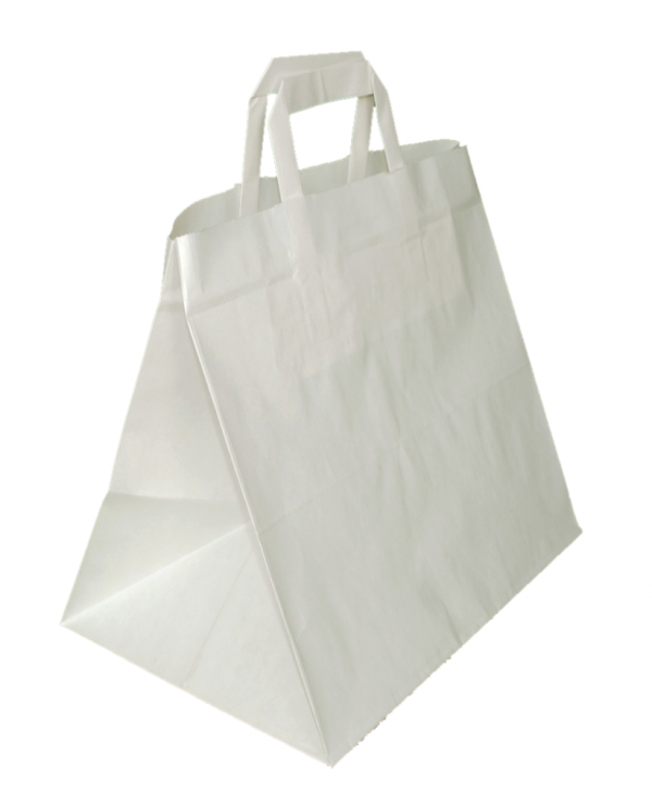 papírová taška na menubox bílá, bílé ploché ucho