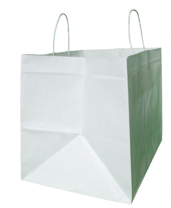 papírová taška na menubox bílá, bílé kroucené ucho